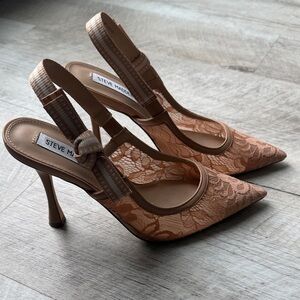 Steve Madden Women's Lace Slingback Heels - Brown